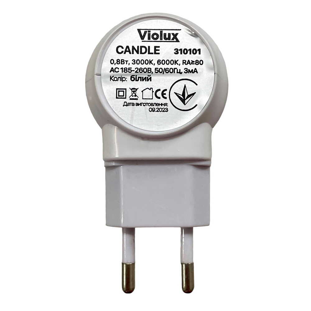 Нічник настільний CANDLE 0,8W з кнопкою білий Violux ( 310101​​​​​ )